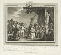 KG 13938
<br/>
Geschiedenis F: 1346, overgave sleutels van Calais
<br/>
<em>Le Beau, Pierre Adrien (1744- 19de eeuw)</em>